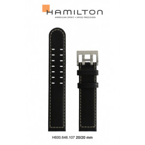 Watch strap Hamilton H70505733 / H001.70.505.733.11 Leather Black 20mm
